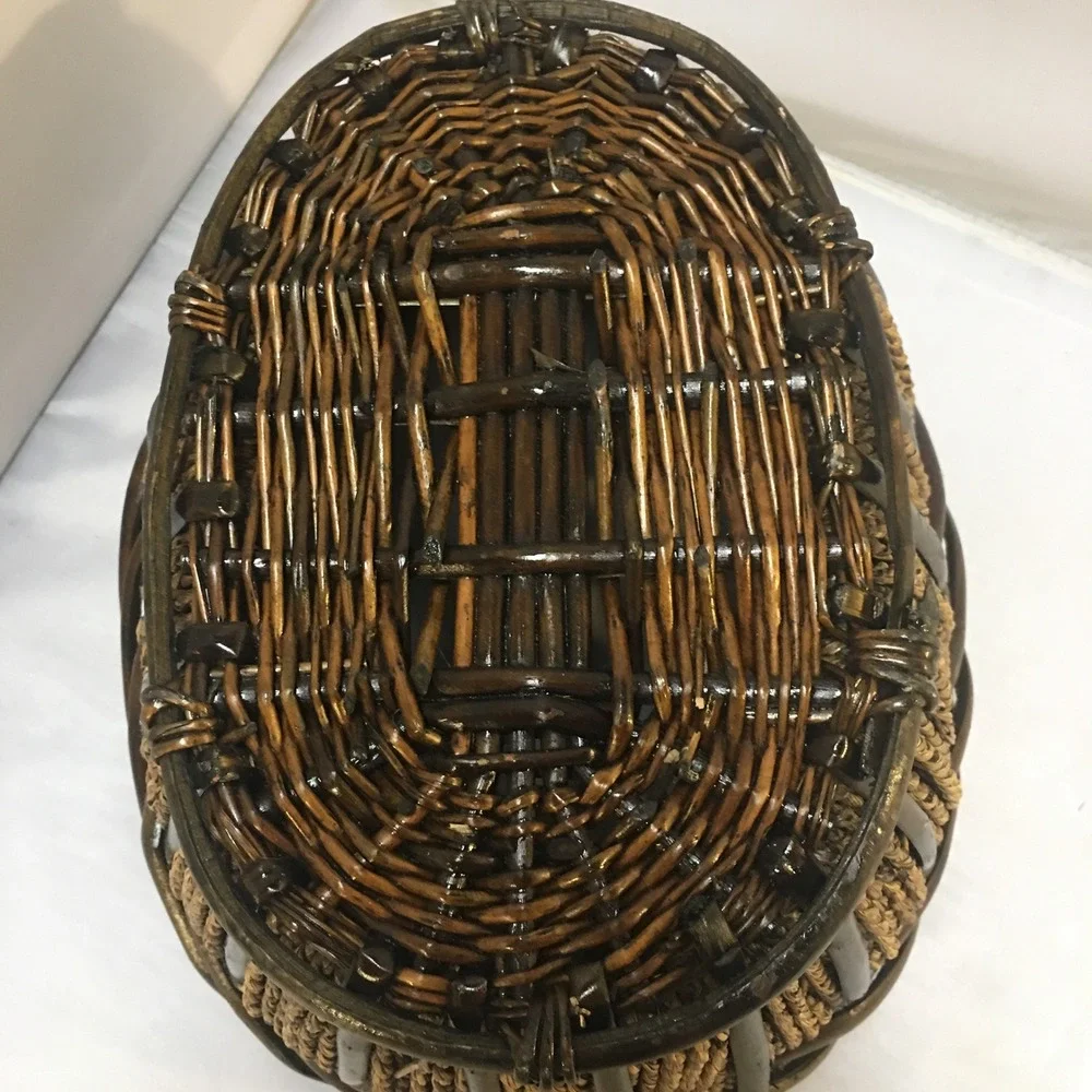 Rustic Oval Woven Wicker Basket Home Decor Medium Brown Seagrass Bohemian